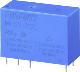 GoodSky MI-SS-212L Nyák relé 12 V/DC 5 A 2 váltó 1 db tubus