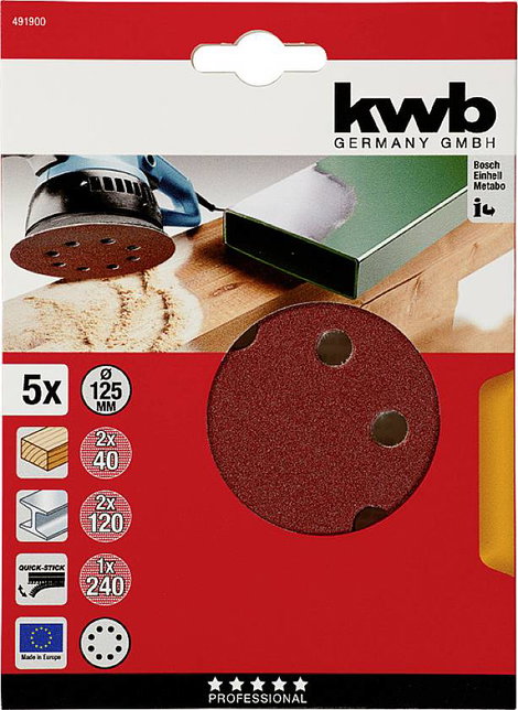kwb 491900 Csiszolókorong Ø 125 mm 5 db 2. kép