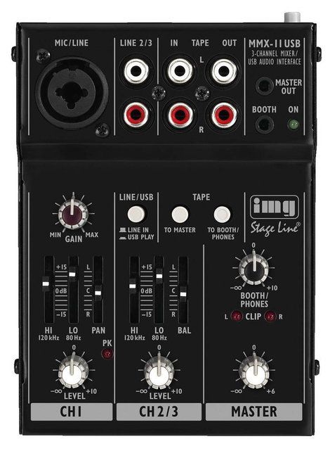 IMG StageLine MMX-11USB Konzol keverőpult Csatornák:2 USB csatlakozó