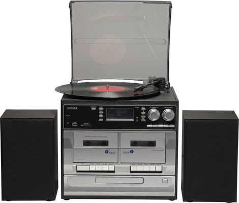 Denver MRD-166 Sztereo berendezés DAB+, Lemezjátszó, SD, URH, USB Felvétel funkció 2 x 2 W Fekete