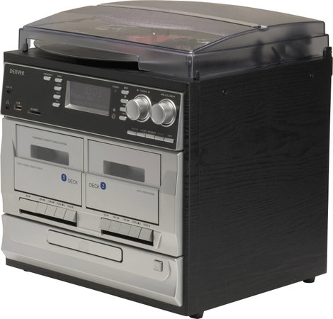 Denver MRD-166 Sztereo berendezés DAB+, Lemezjátszó, SD, URH, USB Felvétel funkció 2 x 2 W Fekete 3. kép