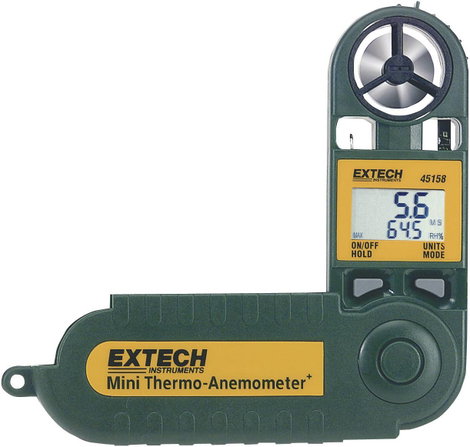 Légáramlásmérő, hő- és páratartalom mérő, Extech 45158