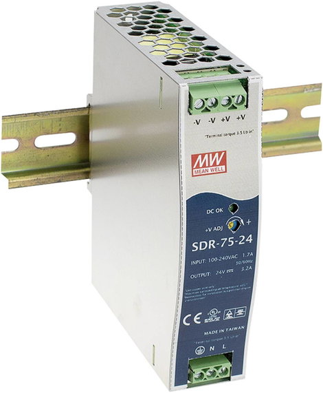 Mean Well SDR-75-48 Kalapsínes tápegység 48 V/DC 1.6 A 76 W Kimenetek száma:1 x Tartalom, tartalmi e