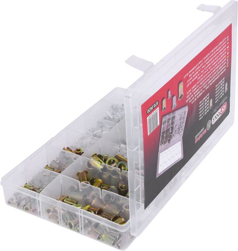 KS Tools 970.0630 Menetes szegecsek választéka, acél és alumínium, M3x9mm-M10x21mm, 300 db 2. kép