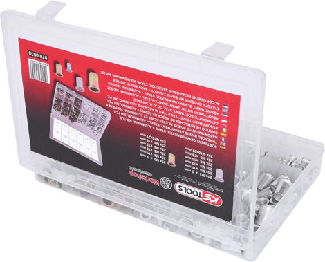 KS Tools 970.0630 Menetes szegecsek választéka, acél és alumínium, M3x9mm-M10x21mm, 300 db 3. kép