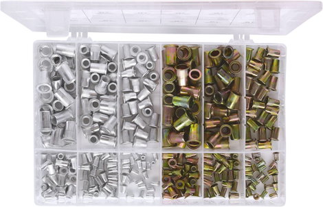 KS Tools 970.0630 Menetes szegecsek választéka, acél és alumínium, M3x9mm-M10x21mm, 300 db 5. kép