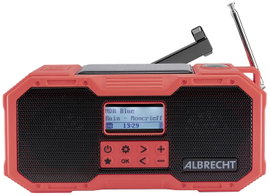 Albrecht DR 112 Kültéri rádió DAB+, URH Vészhelyzeti rádió, USB, Bluetooth® Akkutöltő funkció, Kézi 