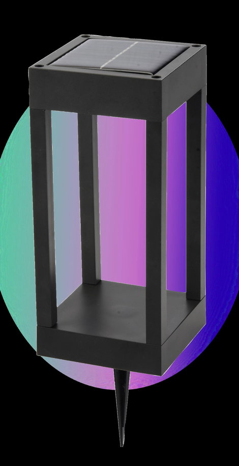 Megatron MT70010 Napelemes kültéri állólámpa mozgásjelzővel 0.6 W Melegfehér, RGB Fekete 2. kép