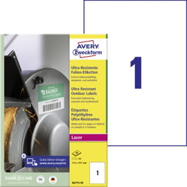 Avery-Zweckform B4775-50 Univerzális etikett 210 x 297 mm Polietilén fólia Fehér 50 db Véglegesen ta