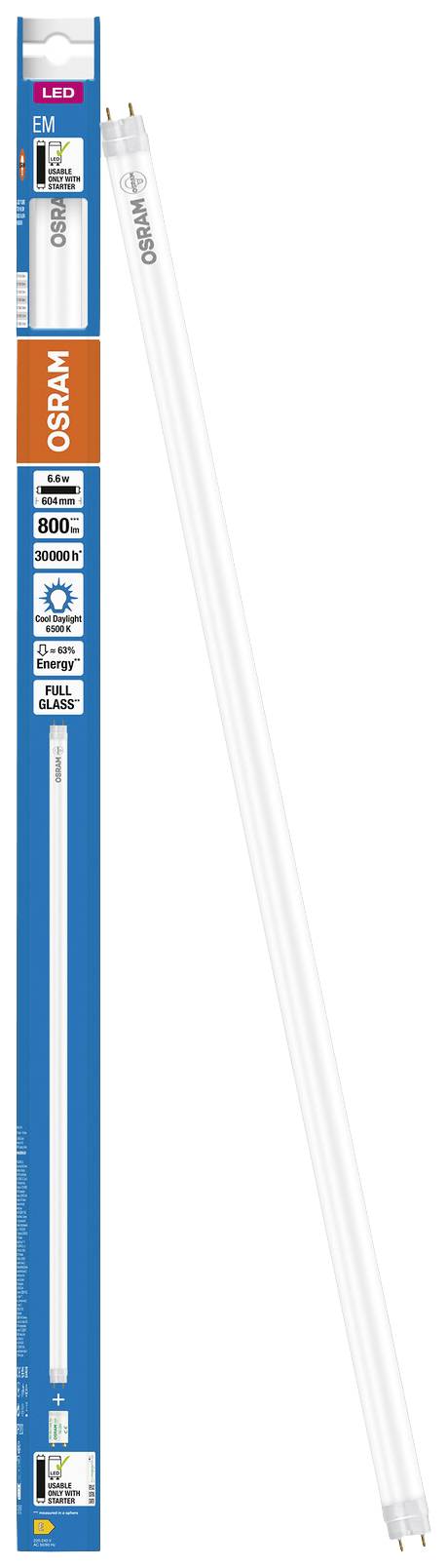 OSRAM LED EEK: E (A - G) G13 Cső forma T8 6.6 W = 18 W Hidegfehér (Ø x H) 26.80 mm x 604 mm 1 db 3. kép