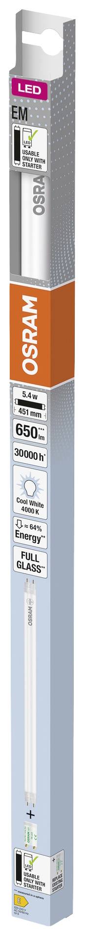 OSRAM LED EEK: E (A - G) G13 Cső forma T8 5.4 W = 15 W Semleges fehér (Ø x H) 26.80 mm x 451 mm 1 db 2. kép