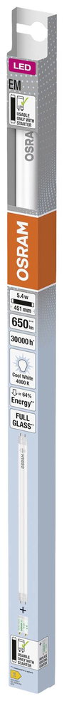 OSRAM LED EEK: E (A - G) G13 Cső forma T8 5.4 W = 15 W Semleges fehér (Ø x H) 26.80 mm x 451 mm 1 db 2. bélyegkép