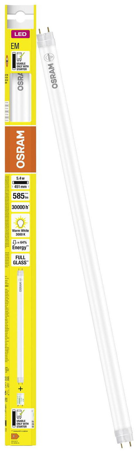 OSRAM LED EEK: F (A - G) G13 Cső forma T8 5.4 W = 15 W Melegfehér (Ø x H) 26.80 mm x 451 mm 1 db 3. kép