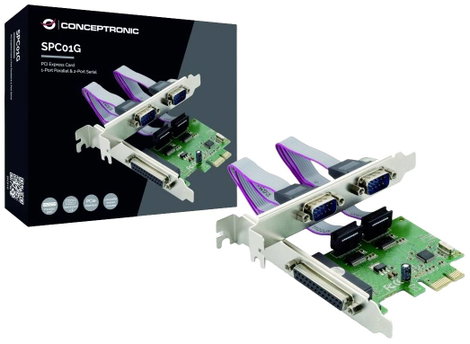 Conceptronic SPC01G 1+2 port Soros/párhuzamos dugaszkártya PCI-Express, Párhuzamos (IEEE 1284), Soro 2. kép