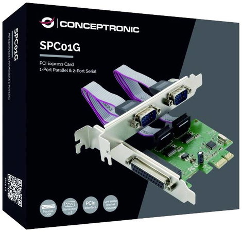 Conceptronic SPC01G 1+2 port Soros/párhuzamos dugaszkártya PCI-Express, Párhuzamos (IEEE 1284), Soro 3. kép