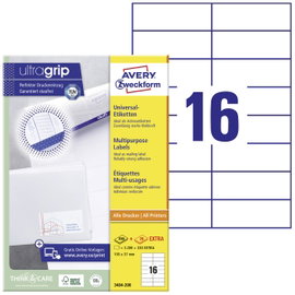 Avery-Zweckform 3484-200 105 x 37 mm Papír Fehér 3520 db Véglegesen tapadó Univerzális etikett Lézer