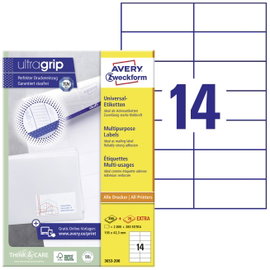 Avery-Zweckform 3653-200 105 x 42.3 mm Papír Fehér 3080 db Véglegesen tapadó Univerzális etikett Léz