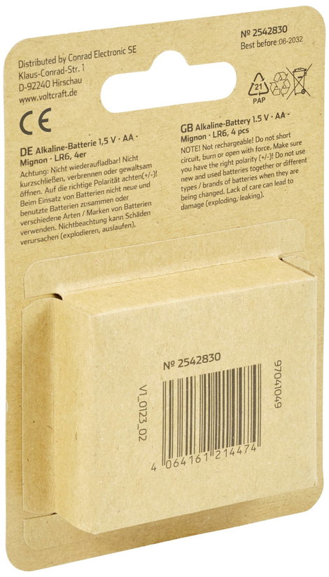 VOLTCRAFT Industrial LR6 Ceruzaelem Alkáli mangán 3000 mAh 1.5 V 4 db 4. kép