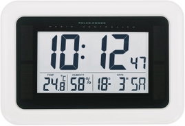 KW9101 Napelemes, Rádiójel vezérlésű Falióra 280 mm x 190 mm x 23 mm Fehér