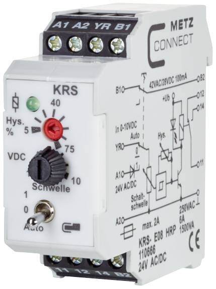 Metz Connect 110666 Küszöbérték kapcsoló 24, 24 V/AC, V/DC (max) 1 váltó 1 db