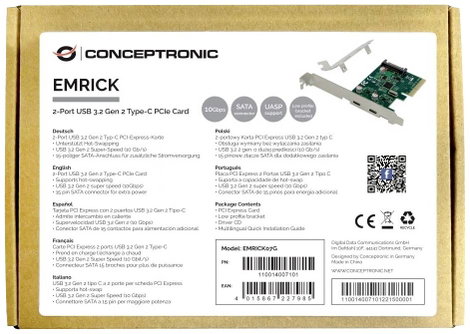 Conceptronic EMRICK07G 2 port USB-C® 3.1 Gen2 interfész kártya PCI-Express, USB-C® PCIe x4 7. kép