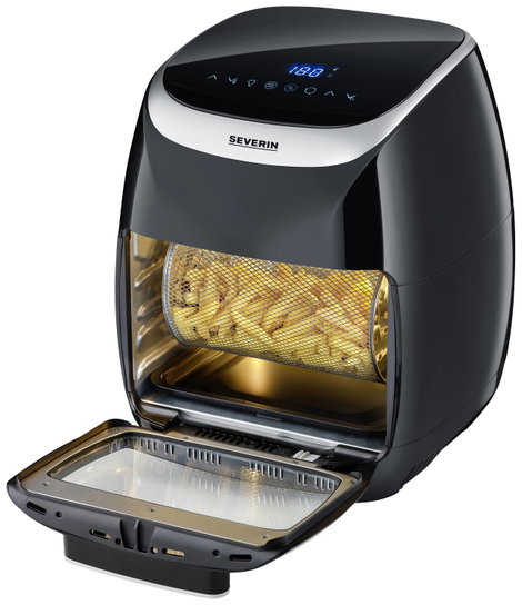 Severin FR 2446 Fritőz 2000 W Forrólevegő funkció, Túlhevülés elleni védelem Fekete/ezüst 3. kép