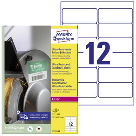 Avery-Zweckform L7913-40 Univerzális etikett 99.1 x 42.3 mm Polietilén fólia Fehér 480 db Véglegesen