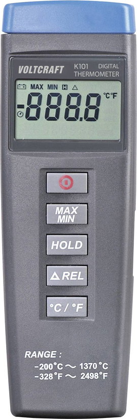 1 csatornás digitális K típusú hőmérő, -200...+1370 °C, Voltcraft K101