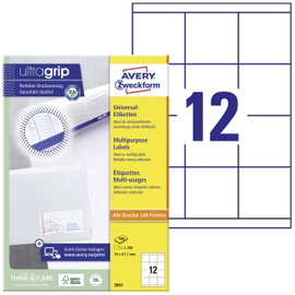 Avery-Zweckform 3661 Univerzális etikett 70 x 67.7 mm Papír Fehér 1200 db Véglegesen tapadó Színes l