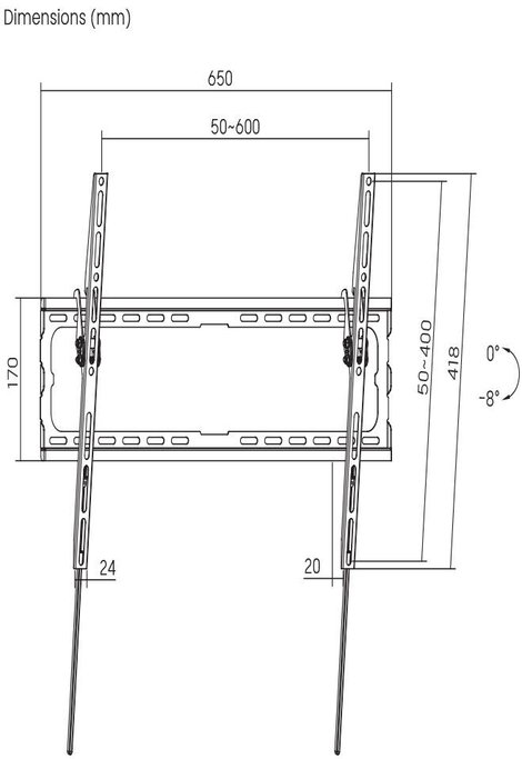 SpeaKa Professional SP-TVM-601 TV fali tartó 94,0 cm (37) - 203,2 cm (80) Dönthető 7. kép