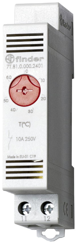 Finder Kapcsolószekrény termosztát 7T.81.0.000.2402 250 V/AC 1 nyitó (Sz x Ma) 17.5 mm x 88.8 mm 1 d