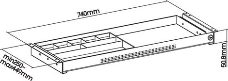 Zárható asztal alatti fiók 740 x 449 x 50,8 mm, fekete, SpeaKa Professional SP-10938492 5. kép