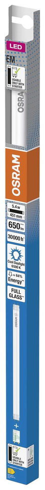 OSRAM LED EEK: E (A - G) G13 Cső forma T8 5.4 W = 15 W Hidegfehér (Ø x H) 26.80 mm x 451 mm 1 db 2. bélyegkép