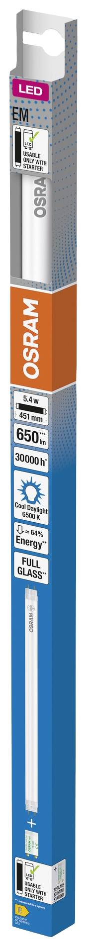 OSRAM LED EEK: E (A - G) G13 Cső forma T8 5.4 W = 15 W Hidegfehér (Ø x H) 26.80 mm x 451 mm 1 db 2. kép