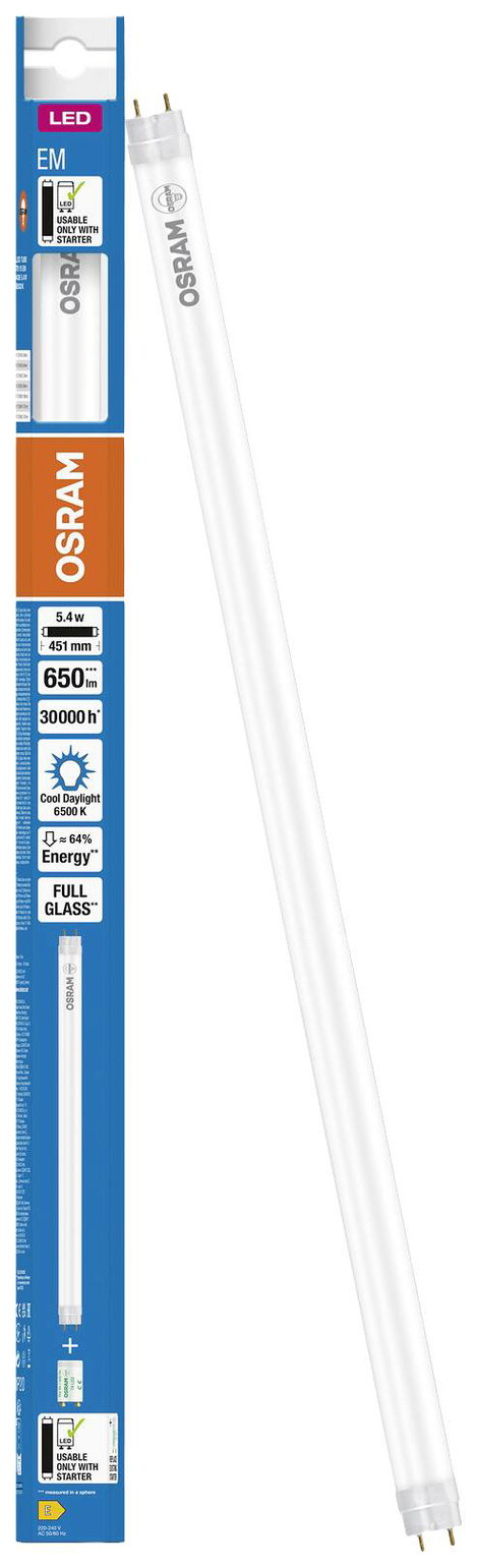 OSRAM LED EEK: E (A - G) G13 Cső forma T8 5.4 W = 15 W Hidegfehér (Ø x H) 26.80 mm x 451 mm 1 db 3. kép