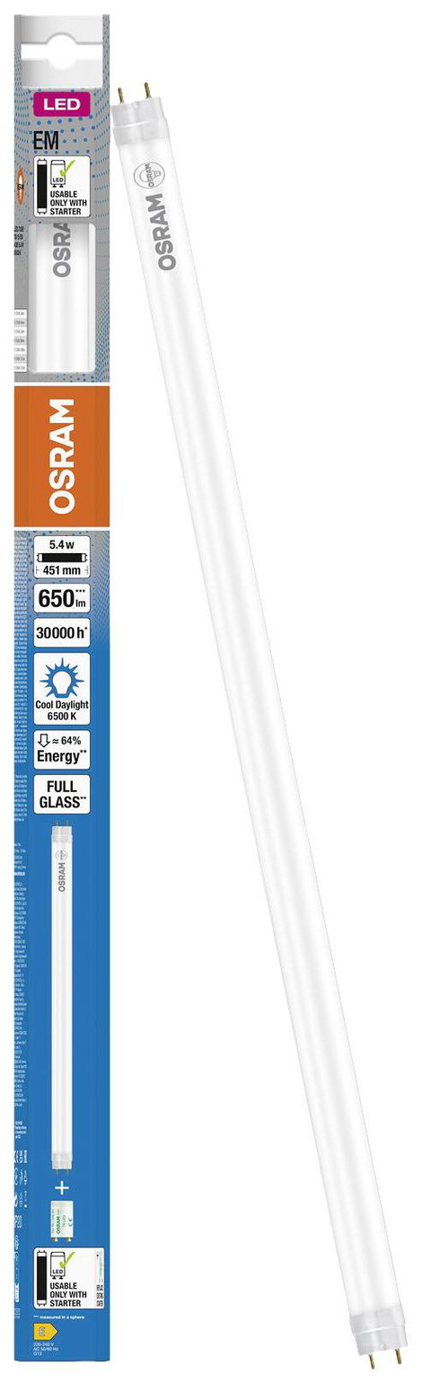 OSRAM LED EEK: E (A - G) G13 Cső forma T8 5.4 W = 15 W Hidegfehér (Ø x H) 26.80 mm x 451 mm 1 db 4. kép
