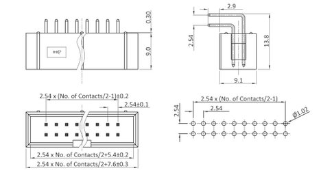 Connfly Tűsor (standard) Sorok száma: 2 Pólusok száma sorozatonként: 20 DS1013-40RSIB-B-0 1 db Tray 2. kép