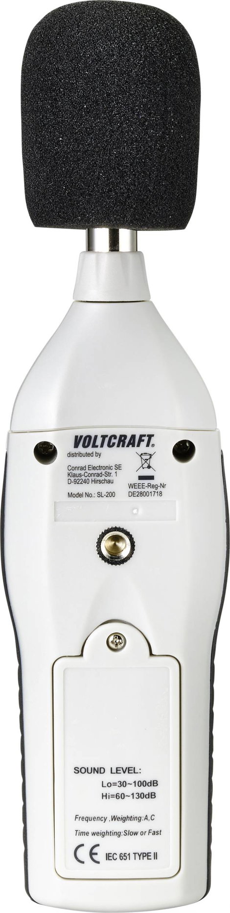 Decibel mérő, zajszintmérő 31,5 - 8 kHz 30 - 130 dB A/C, Voltcraft SL-200 3. kép