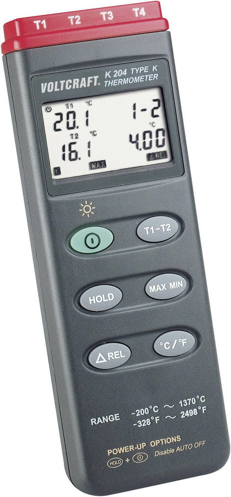 4 csatornás digitális hőmérő, -200...+1370 °C, Voltcraft K204 4. kép