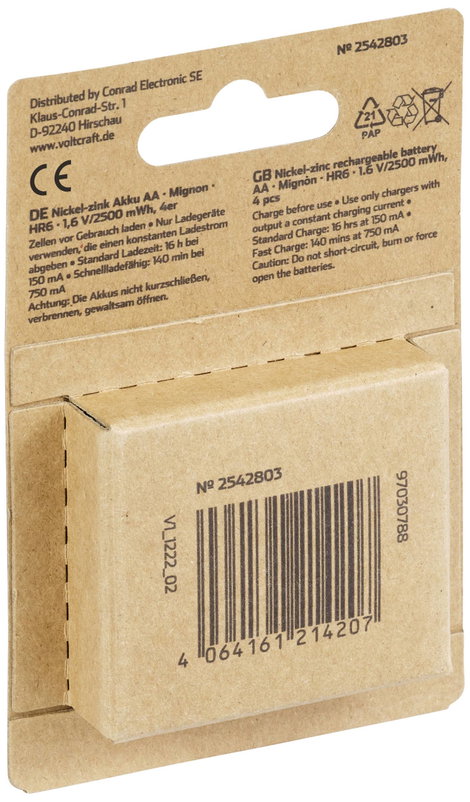 VOLTCRAFT HR6 Ceruzaakku NiZn 1500 mAh 1.6 V 4 db 4. kép