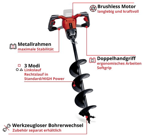 Einhell 3437000 GP-EA 18/150 Li BL-Solo Talajfúró Szoft markolat 3. kép