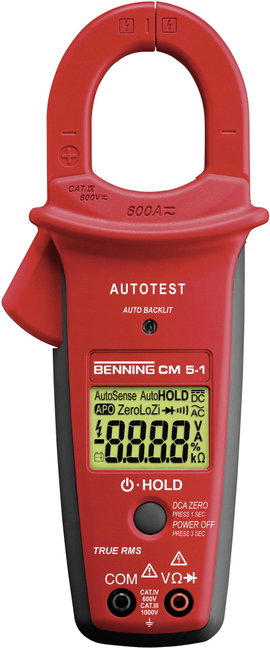 AC/DC árammérő True RMS (valódi effektív érték mérő) lakatfogó multiméter 600A AC/DC Benning CM 5-1 