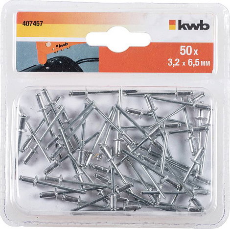 kwb 407457 Popszegecs (Ø x H) 3.2 mm x 6.5 mm Alumínium Alumínium Alumínium 50 db 2. kép