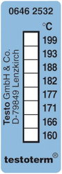 Öntapadós, felragasztható hőmérőcsík, 50 x 18 mm, 161/169/172/177/184/189/197/204 °C-ig Testo Testot bélyegkép