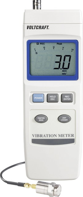 Vibrációmérő adatgyűjtővel, ±5 % 10 Hz - 1 kHz, Voltcraft VBM-100