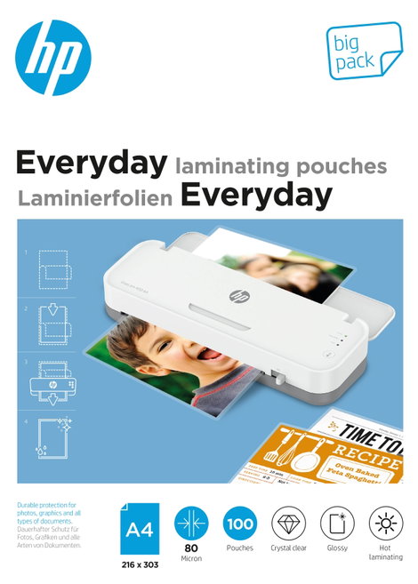 HP Lamináló fólia DIN A4 80 mikron fényes 100 db