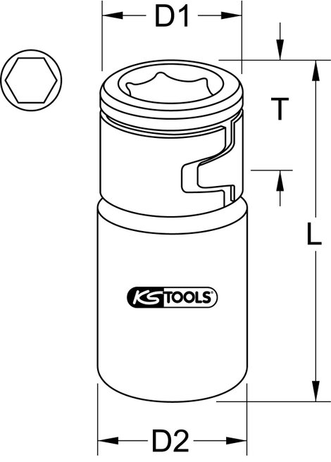 KS Tools 911.4327 1/4" bit adapter foglalat, szorítógyűrűvel 9. kép