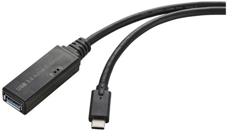 Renkforce USB kábel USB 3.2 Gen1 (USB 3.0 / USB 3.1 Gen1) USB-C® dugó, USB-A alj 5.00 m Fekete aktív