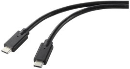 Renkforce USB töltőkábel USB 2.0 USB-C® dugó, USB-C® dugó 2.00 m Fekete TPE köpeny RF-5251922