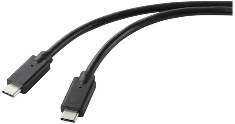 Renkforce USB töltőkábel USB 2.0 USB-C® dugó, USB-C® dugó 2.00 m Fekete TPE köpeny RF-5251922